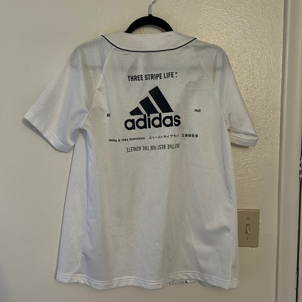 Adidas button up baseball Jersey mens size S
